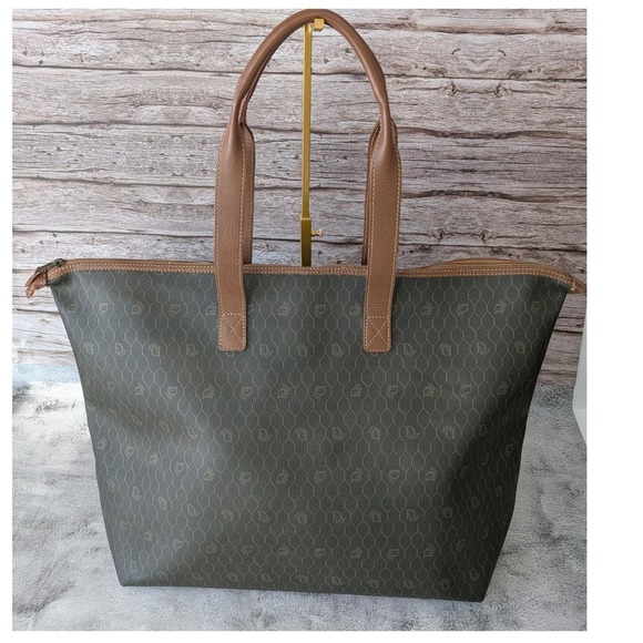 Dior Handbags - CHRISTIAN DIOR VINTAGE HONEYCOMB MONOGRAM LARGE TOTE / OVERNIGHT BAG AUTH COA